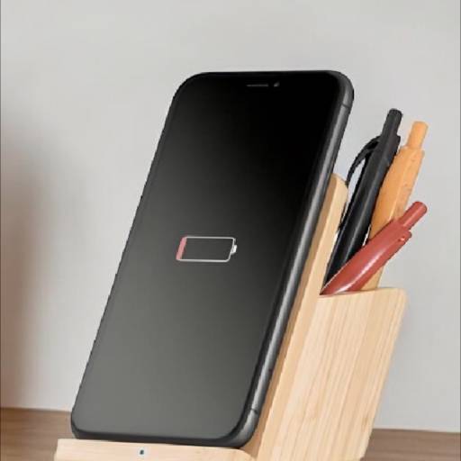Carregador Wireless Duplo com Suporte em Bambu