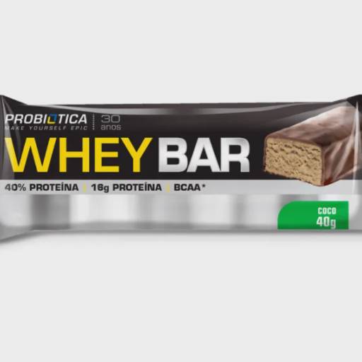 Barra de Proteína Whey Bar sabor Coco 40g - Prebiótica em Foz do Iguaçu, PR por Pronapi Produtos Naturais