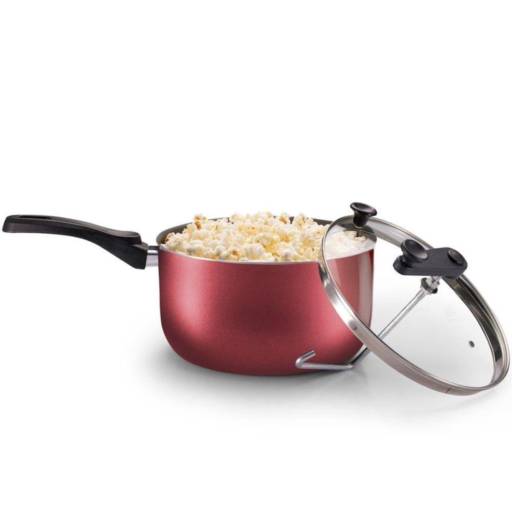  Pipoqueira Alumínio Teflon 22 Baixa Tampa Vidro MTA por Casa Vitória