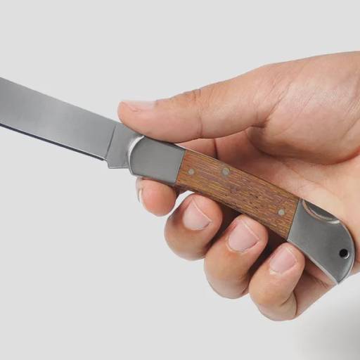 Canivete 3" Cabo Com Detalhes Em Madeira E Bainha Em Couro CN-00603 em São José do Rio Preto, SP por Public Gráfica e Brindes