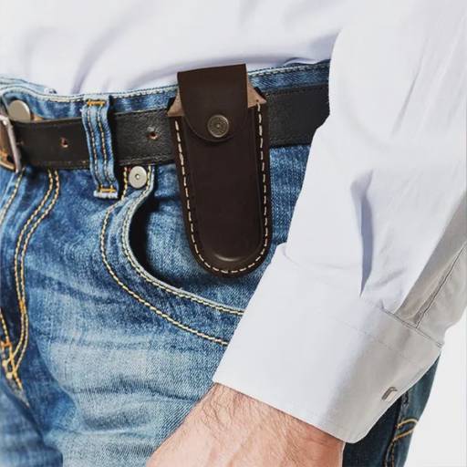 Canivete 3" Cabo Com Detalhes Em Madeira E Bainha Em Couro CN-00603 em São José do Rio Preto, SP por Public Gráfica e Brindes