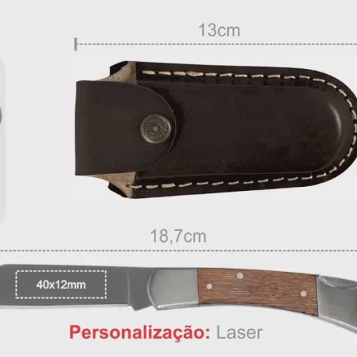 Canivete 3" Cabo Com Detalhes Em Madeira E Bainha Em Couro CN-00603 em São José do Rio Preto, SP por Public Gráfica e Brindes