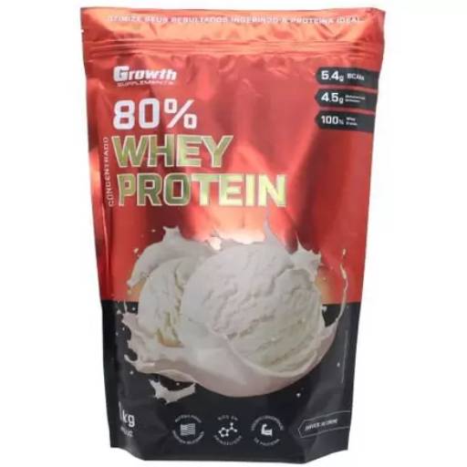 Suplemento em pó Growth Supplements Whey Protein Concentrado proteína Whey Protein Concentrado sabor sorvete de creme em sachê de 1kg em Foz do Iguaçu, PR por Power Supply