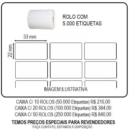 Comprar o produto de ETIQUETA ADESIVA 33x22 mm - 1 ROLO em Indústria Gráfica e Impressão pela empresa Sergipe Etiquetas em Aracaju, SE por Solutudo