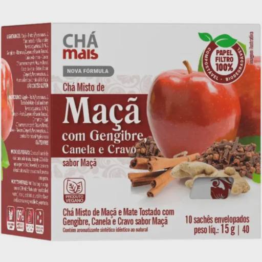 Chá Misto de Maçã com Cravo, Canela e Gengibre em sachês - CháMais