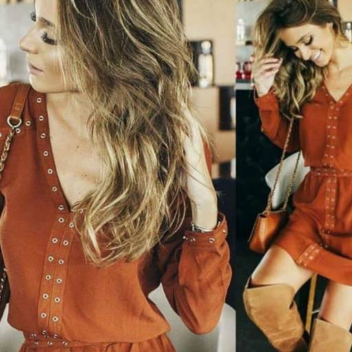 Vestido de Viscose com Ilhós (Disponível nos Tamanhos: 36 e 44)