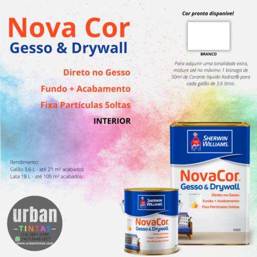 Comprar o produto de Tinta Nova Cor Gesso & Drywall Sherwin Williams Interior em Drywall pela empresa Urban - Tintas em Botucatu, SP por Solutudo