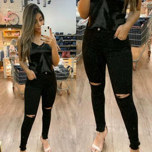 Calça bebela jeans sk preta mila  por Loja Catherine
