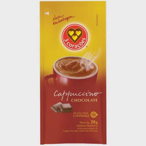 Cappucino sabor Chocolate Sachê 20g - 3 Corações 
