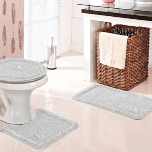 Jogo de banheiro 3 peças Delicato cinza