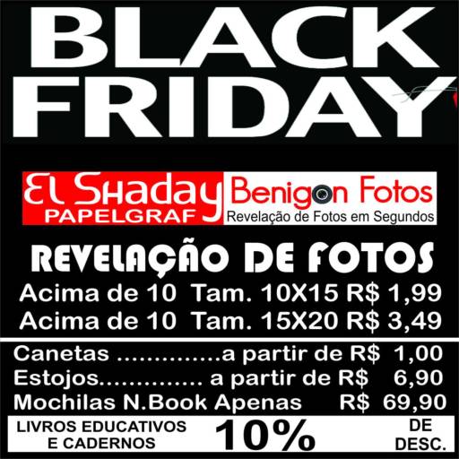 Comprar o produto de Black Friday em A Classificar pela empresa El Shaday Papelaria, Gráfica Rápida e Benigon Fotos em Dourados, MS por Solutudo