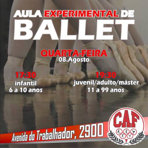 Comprar o produto de AULA EXPERIMENTAL DE BALLET em Aulas e Cursos Esportivos pela empresa CAF - Centro de Atividade Física em Boituva, SP por Solutudo