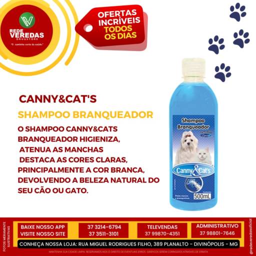 Shampoo Branqueador 500ml Canny&Cat's por DROGARIA REDE VEREDAS - FARMÁCIA EM DIVINÓPOLIS