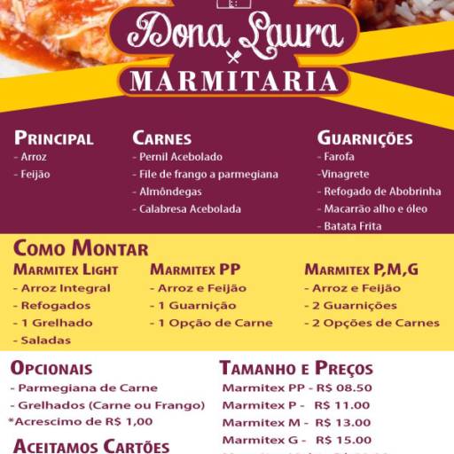 Cardápio 04/01- Dona Laura Marmitaria