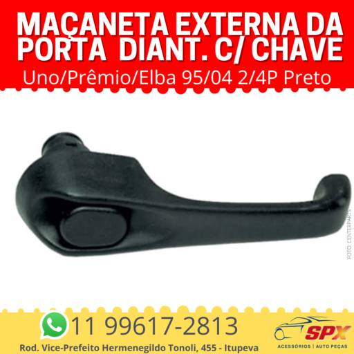 Maçaneta Externa da Porta Uno/Prêmio/Elba 95/04 2/4P Preto Diant. c/ Chave em Itupeva, SP por Spx Acessórios e Autopeças