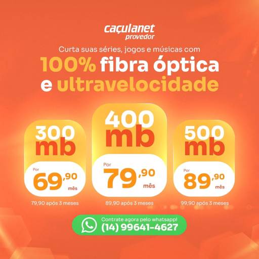 Comprar o produto de NET COMBO  em A Classificar pela empresa CAÇULANET Internet Fibra Optica em Botucatu, SP por Solutudo