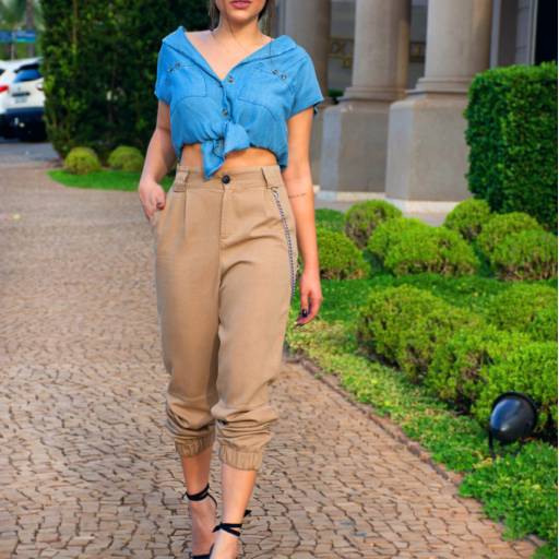 Calça bebela jeans jogger bia bege  por Loja Catherine