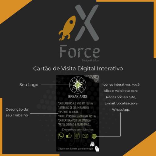Comprar o produto de Cartão de Visita Digital Interativo em A Classificar pela empresa X Force Design Gráfico em Bauru, SP por Solutudo