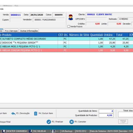 Tela de Vendas - Dinâmica e fácil de operar...