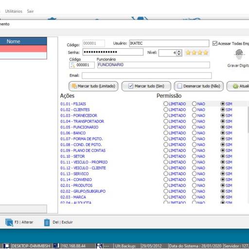 Gerenciamento de Usuários - Defina as Permissões de cada funcionário de seu empresa...