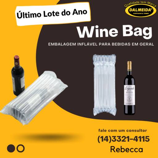 Saco Bolsa Inflavel Wine Bag Airbag Transporte Garrafas em Bauru, SP por Dalmeida Distribuidora de Toner e Cartuchos