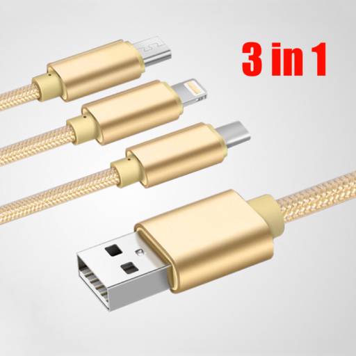 Cabo USB 3 em 1 por Fael Cases e Multi Assistência Loja II