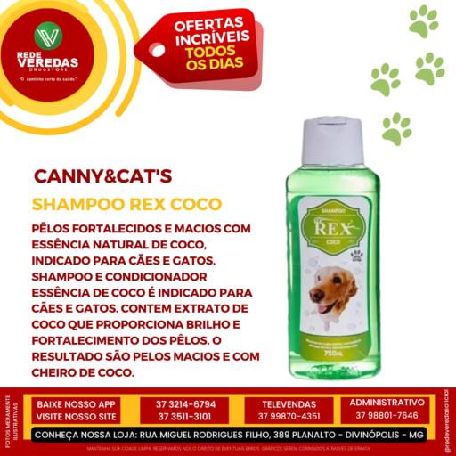 Shampoo Rex 500ml - Essência de Coco por DROGARIA REDE VEREDAS - FARMÁCIA EM DIVINÓPOLIS