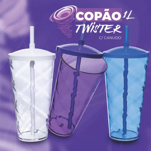 Comprar o produto de Copão Twister 1 litro c/ canudo em Copos pela empresa Public Gráfica e Brindes em São José do Rio Preto, SP por Solutudo
