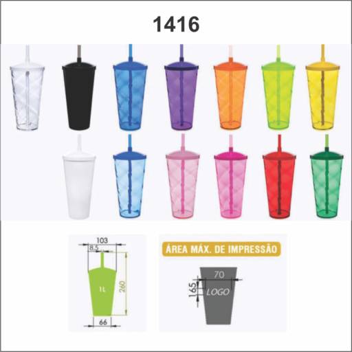 Copão Twister 1 litro c/ canudo em São José do Rio Preto, SP por Public Gráfica e Brindes