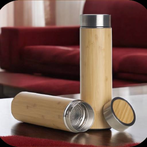 Garrafa Bambu Térmica 500 Ml Com Infusor
