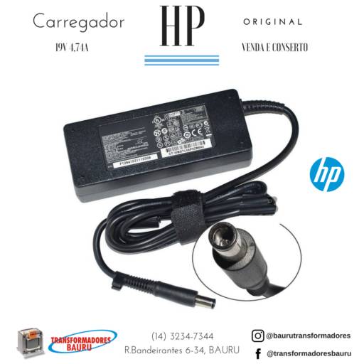 Comprar o produto de Fonte carregador HP 19V 4,74A Original em HP e Compaq pela empresa Transformadores Bauru em Bauru, SP por Solutudo