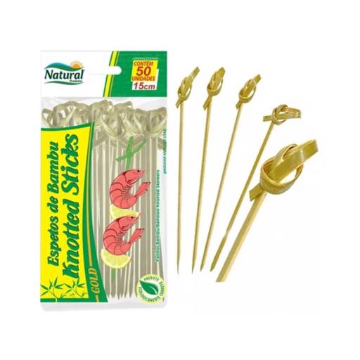 ESPETO BAMBU KNOTTED STICK 15CM NATURAL  em Foz do Iguaçu, PR por EmbalaFoz