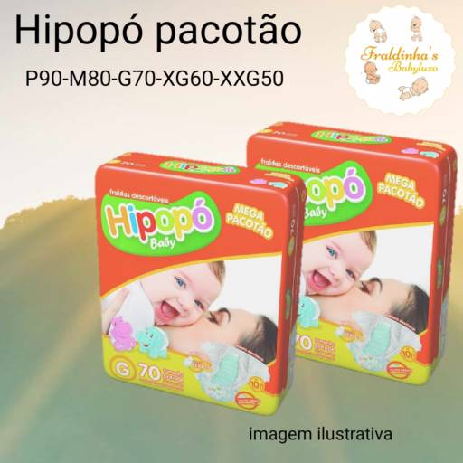 Comprar o produto de Fralda Hipopó pacotão tamanhos: P90/M80/G70/XG60/XXG50 em A Classificar pela empresa Fraldinha’s Babyluxo em Bauru, SP por Solutudo
