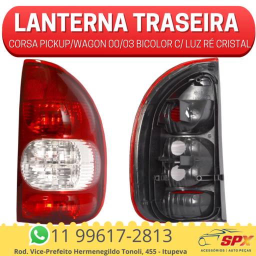 Lanterna Traseira Corsa Pickup/Wagon 00/03 Bicolor c/ Luz Ré Cristal em Itupeva, SP por Spx Acessórios e Autopeças