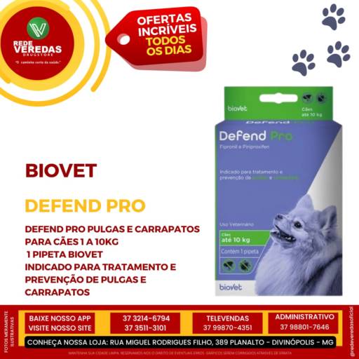 Bio Defend Pro - Cães até 10kg por DROGARIA REDE VEREDAS - FARMÁCIA EM DIVINÓPOLIS