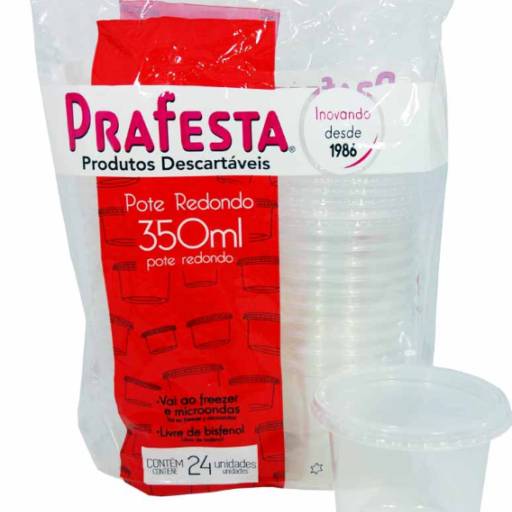 Pote Redondo com Tampa 350ml Prafesta 24 Unidades