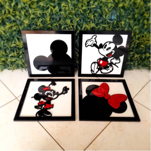 Conjunto de quadros em MDF e acrílico Mickey e Minnie em Aracaju, SE por Personalize-se | Peças para Decoração Personalizados