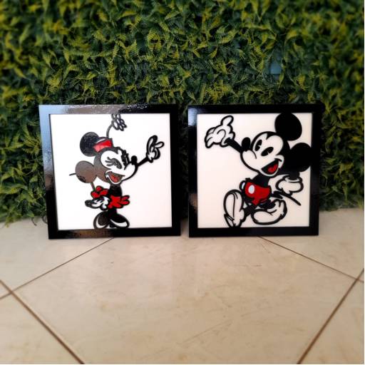 Conjunto de quadros em MDF e acrílico Mickey e Minnie em Aracaju, SE por Personalize-se | Peças para Decoração Personalizados