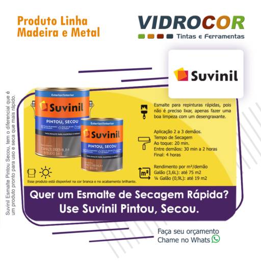 Suvinil  Esmalte Seca Rápido a base de Água - Vidrocor Tintas