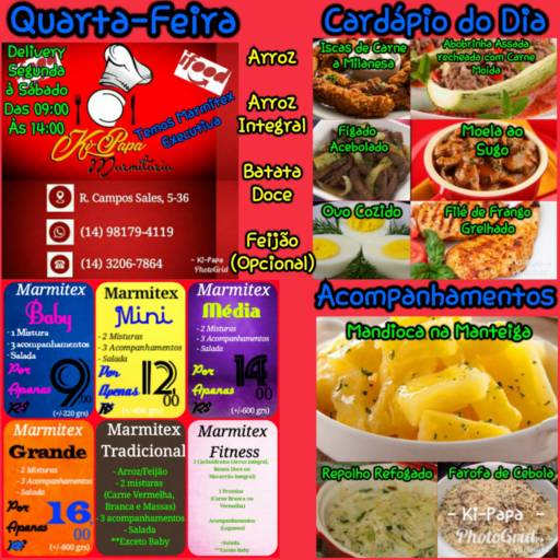 Cardápio do dia por Ki-Papa Marmitaria