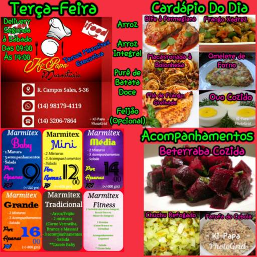 Cardápio do dia por Ki-Papa Marmitaria