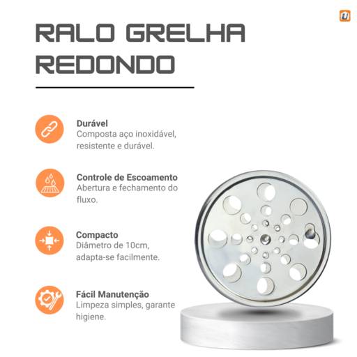 Ralo Grelha Inox Redonda 10cm