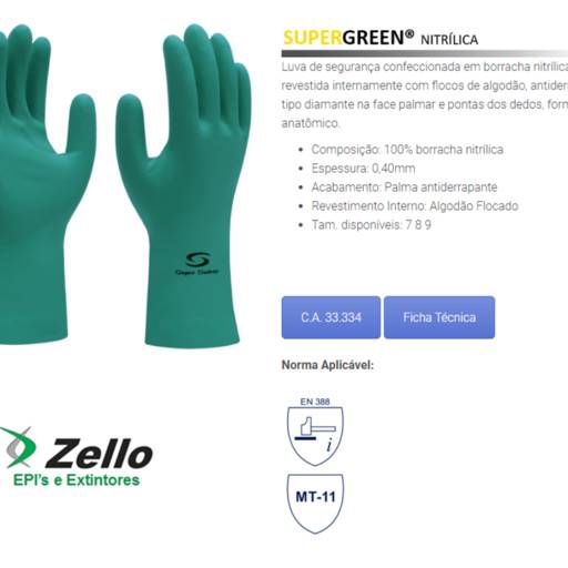 Comprar o produto de Luva Super Green Nitrilica em EPI's pela empresa Zello EPI's em Boituva, SP por Solutudo