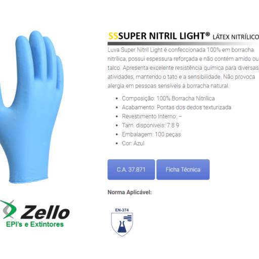 Luva Nitrilica Azul Descartavel