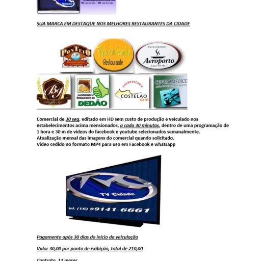 produção de vt comercial de 30s para veiculação em restaurantes de Jaboticabal por Tv Cidade