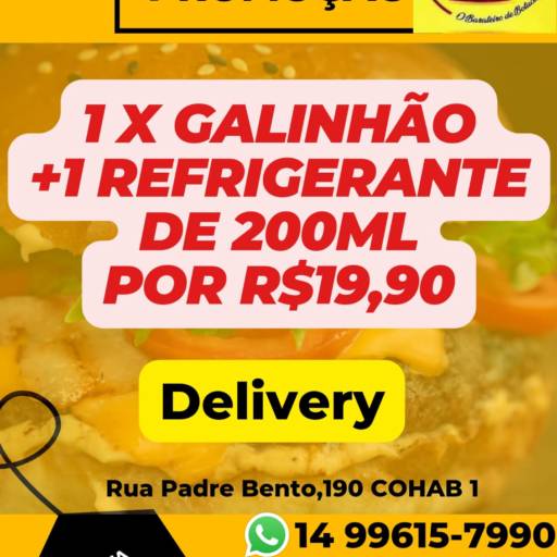 1X Galinhão + 1 Refrigerante de 200ml - R$19,90 por Da Silva Lanches
