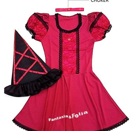 2717 - Bruxa renda juvenil (tamanho 12) em Tietê, SP por Fantasia & Folia