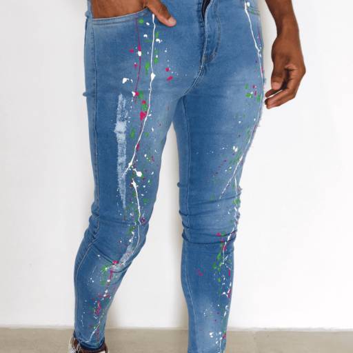 Calça Jeans Masculina Skinny Azul Claro Rasgada Destroyed Estilo Casual Streetwear