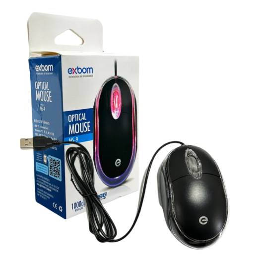 Mouse USB Óptico Com Led Exbom - MS-9 com fio em Bauru, SP por Toner e Cartuchos Dalmeida Distribuidora Mouse USB Óptico Com Led Exbom - MS-9 com fio em Bauru, SP por Toner e Cartuchos Dalmeida Distribuidora