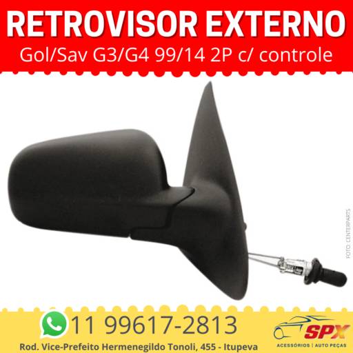 Retrovisor Externo Gol/Sav G3/G4 99/14 2P c/ controle em Itupeva, SP por Spx Acessórios e Autopeças